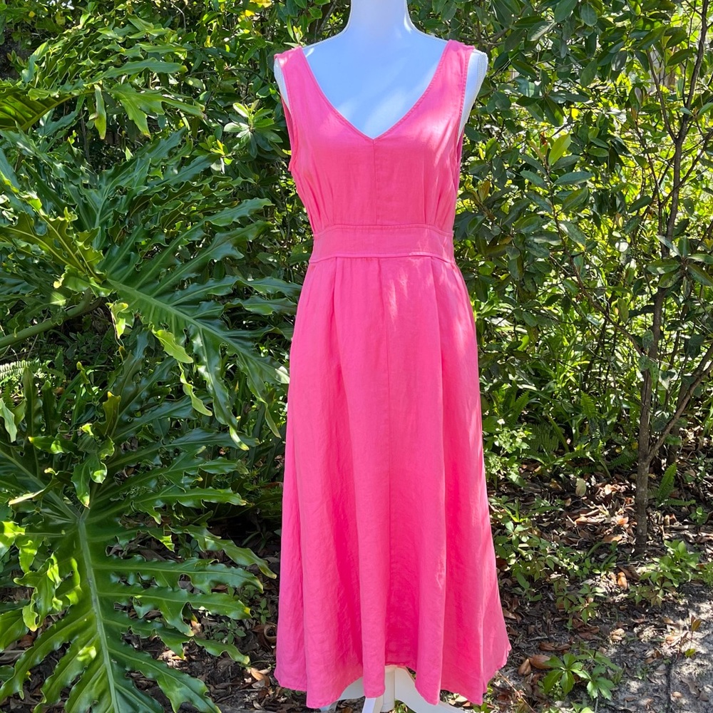 JOIE MIDI Linen A-line , fit and flare dress